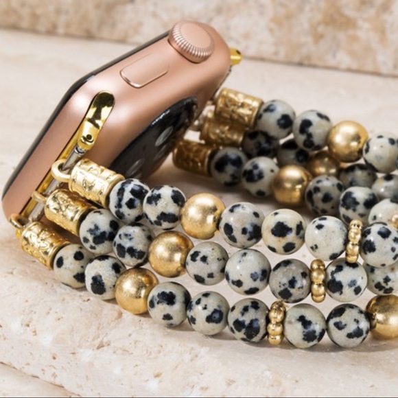 Infinity Raine Jewelry - Beaded Apple Watch Band-Howelite White